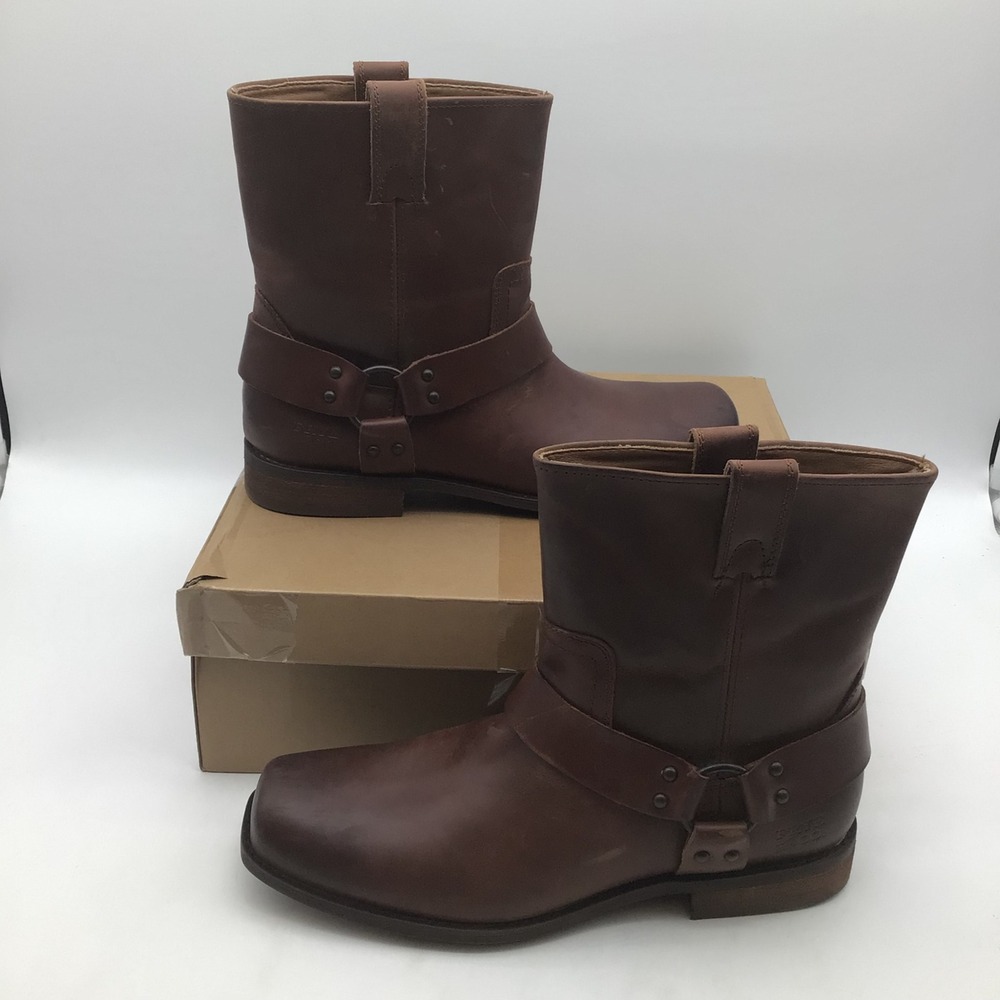 Frye and Co Roger Engineer Harness Leather Boots Whiskey Brown Size 11 M NEW